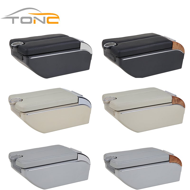 High Quality Car Interior Center Armrest Box Universal Seat Armrest Box Black Center Console Box with Water Cup Hole