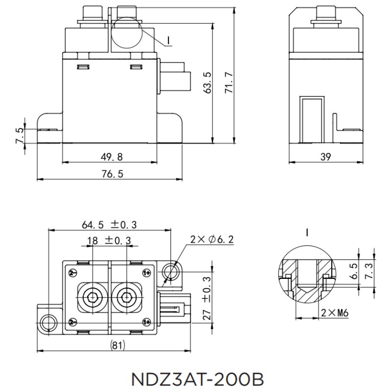 NDZ3AT-200B High Voltage DC Electric Contactor 1000V 200Amps Coil Voltage DC12V DC24V MV HV Contactors