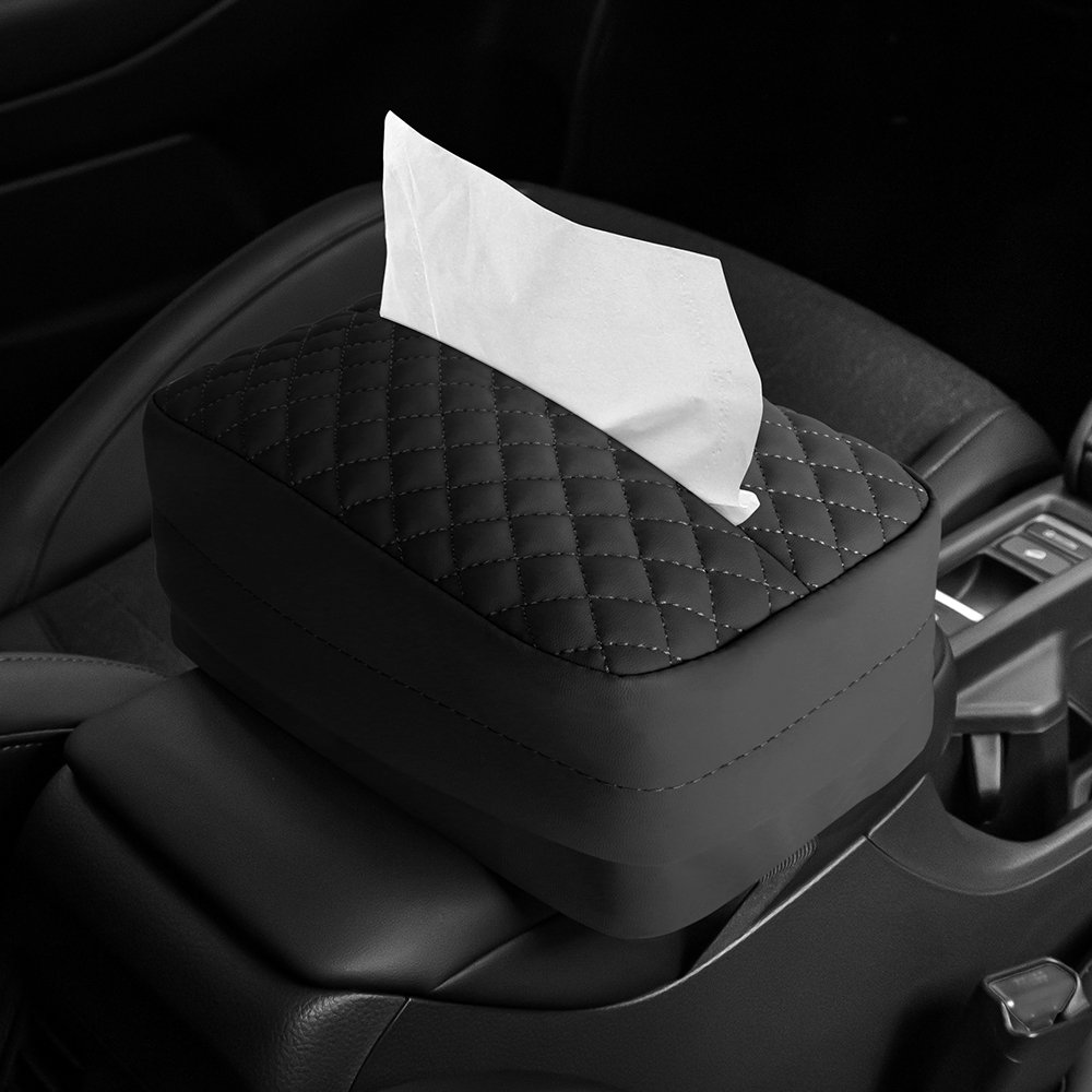 PU Leather Luxury Portable Car Vehicle Sun Visor Napkin Facial Tissue Box Holder Car Storage Bag Tissue Bag