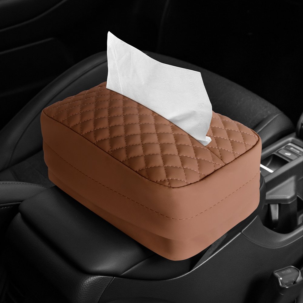 PU Leather Luxury Portable Car Vehicle Sun Visor Napkin Facial Tissue Box Holder Car Storage Bag Tissue Bag