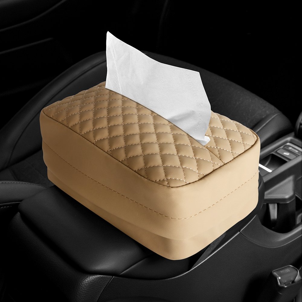 PU Leather Luxury Portable Car Vehicle Sun Visor Napkin Facial Tissue Box Holder Car Storage Bag Tissue Bag