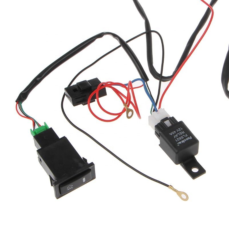 Automotive Wiring Harness 12V 40A Relay with Switch Kit, Factory Custom Auto LED Light Fog Light Wiring Harness Kit
