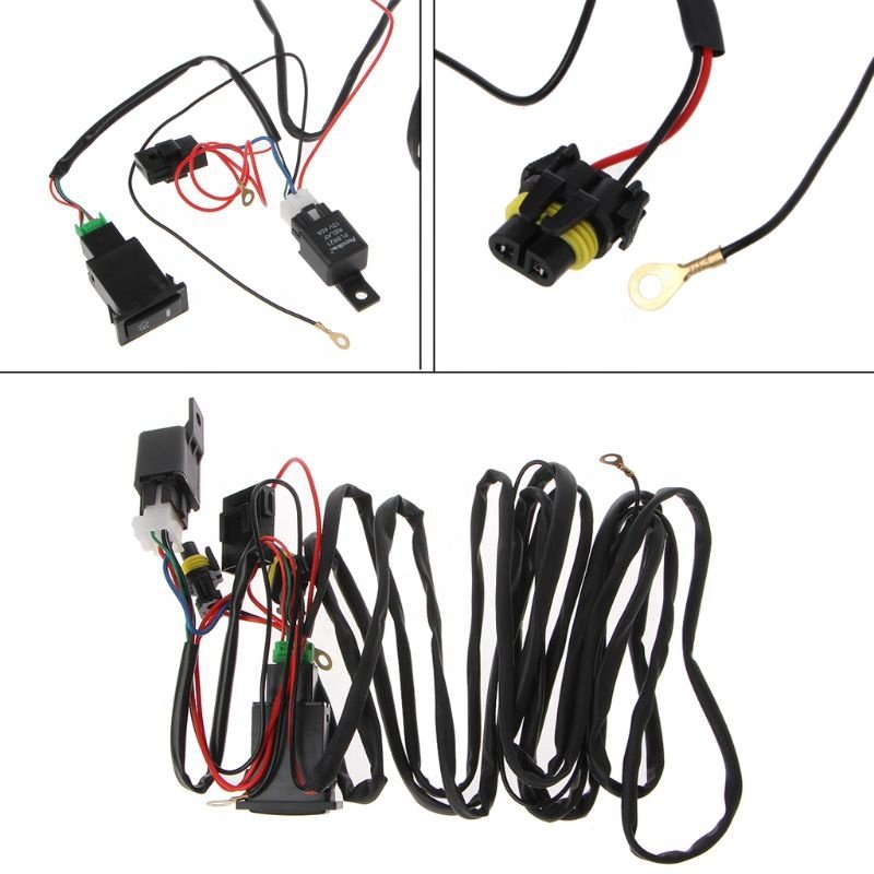 Automotive Wiring Harness 12V 40A Relay with Switch Kit, Factory Custom Auto LED Light Fog Light Wiring Harness Kit