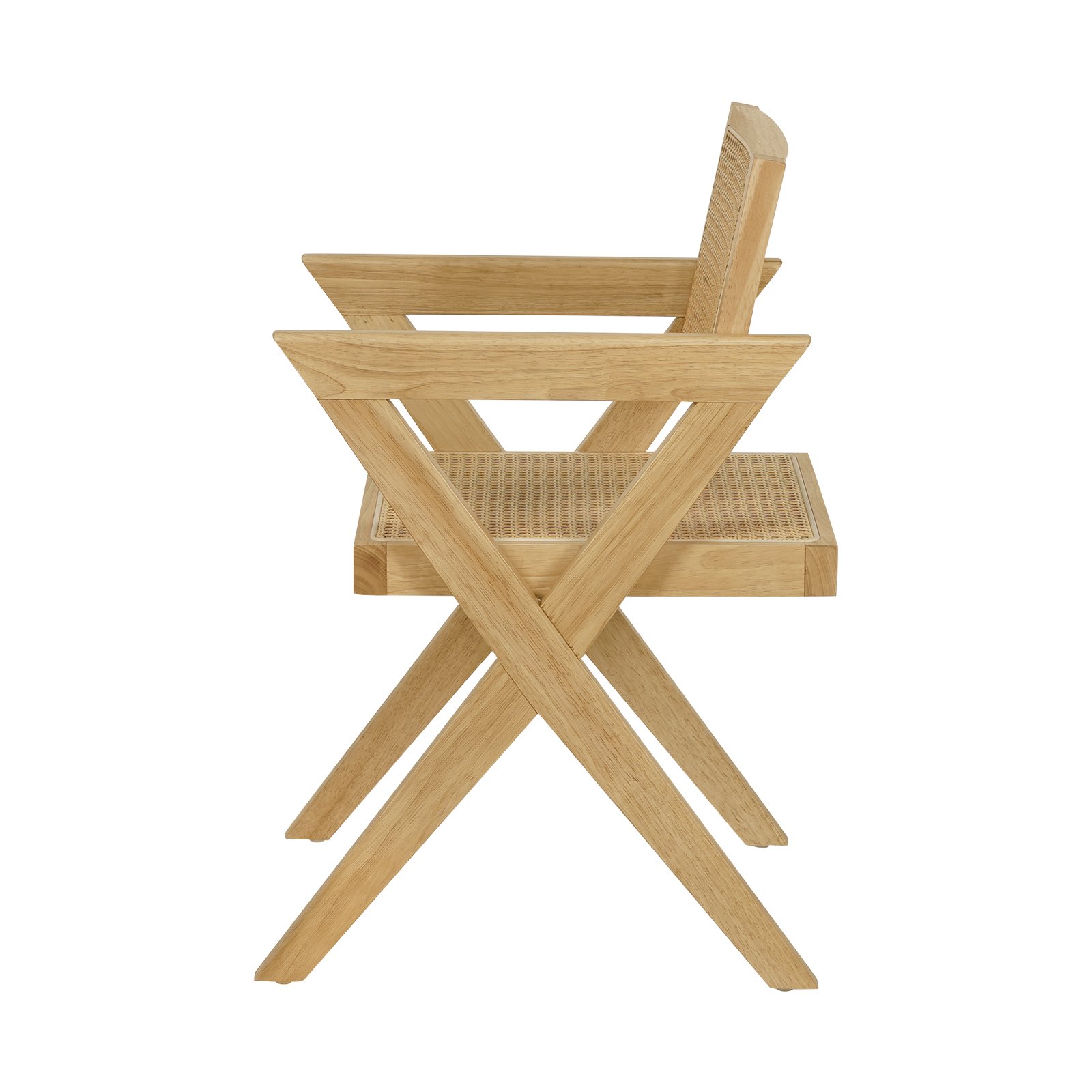 Outdoor Armrest Teak Dining Chair Solid Wood Rattan Stool Chair Custom Furniture Wooden Dining Chair