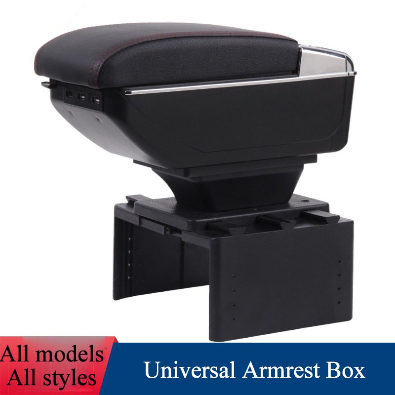 Tonc Car Universal Center Armrest Box Usb Charging Two-layer Storage Space Center Console Storage Box With Water Cup Holder