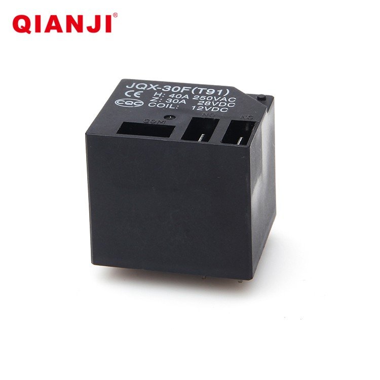 QIANJI Best Quality T91 30A Miniature Solid State PCB Relay Auto Relays 24VDC Coil Voltage Black Shell Sealed