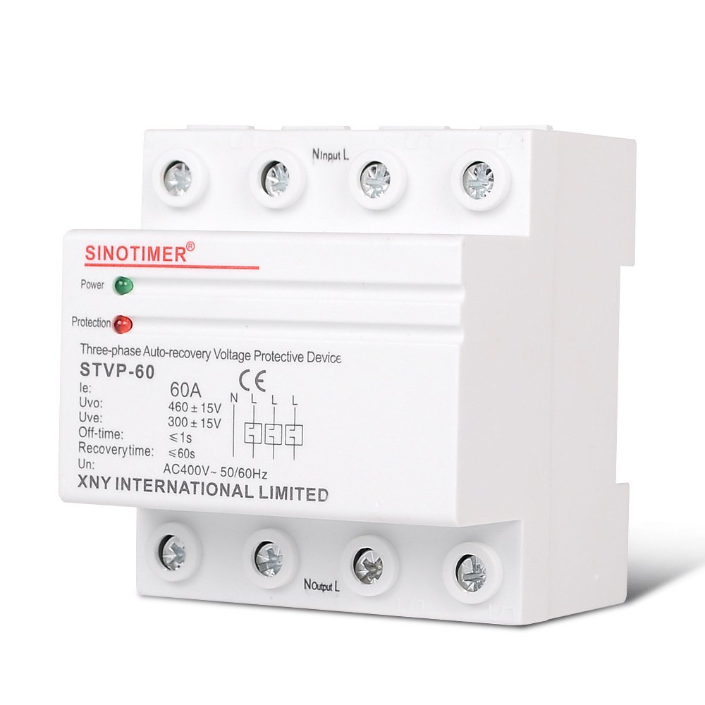 Three Phase 4 Wires 380V 50A 63A 80A Economical Voltage Protector Self Recovery Auto Reconnect Voltage Protection Relay