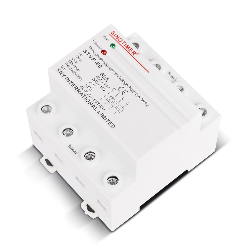 Three Phase 4 Wires 380V 50A 63A 80A Economical Voltage Protector Self Recovery Auto Reconnect Voltage Protection Relay