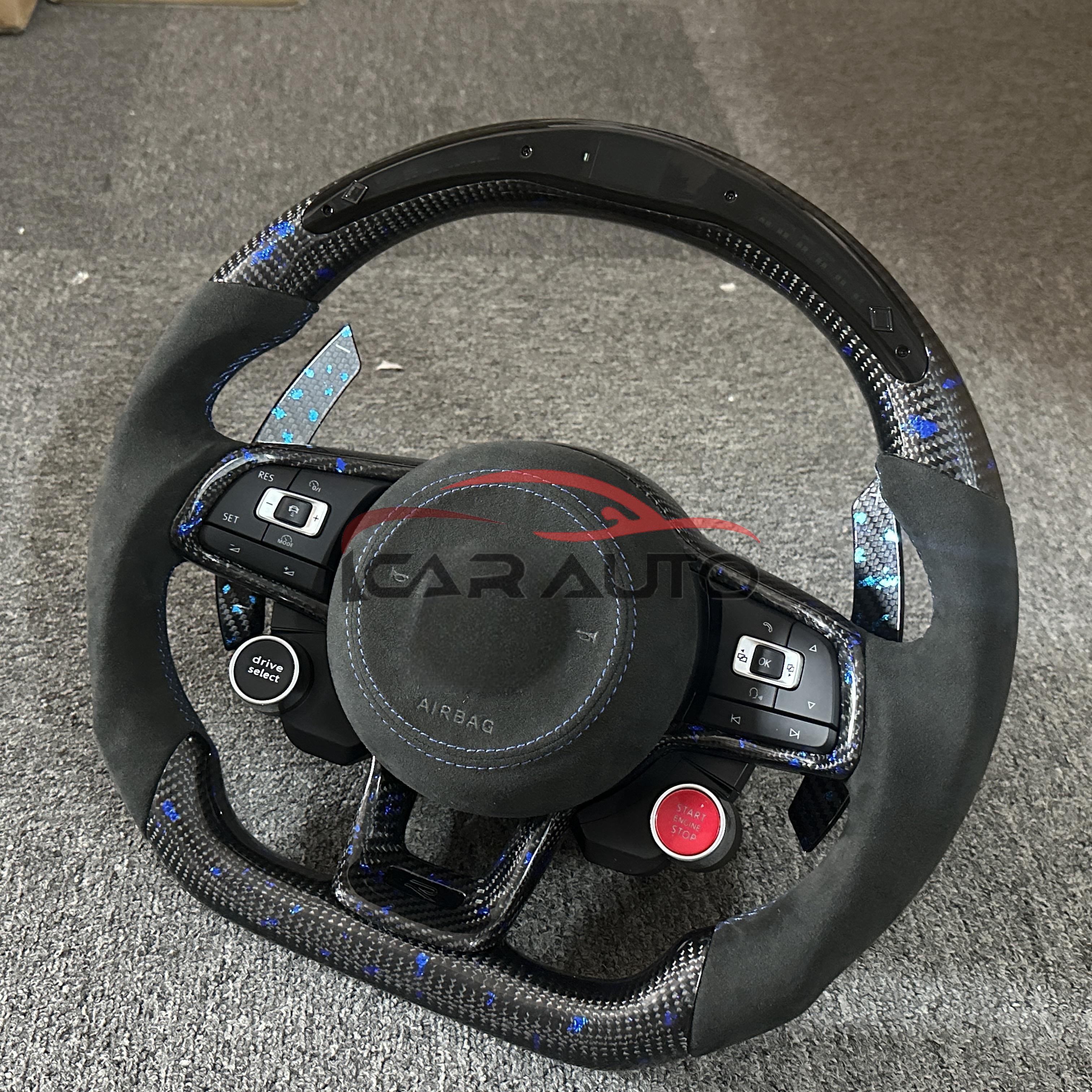 Car Steering Wheel for volkswagen VW Golf 7 r golf7 mk7 gti 7r Steering Wheels LED Alcantara Carbon Fiber Steering Wheel