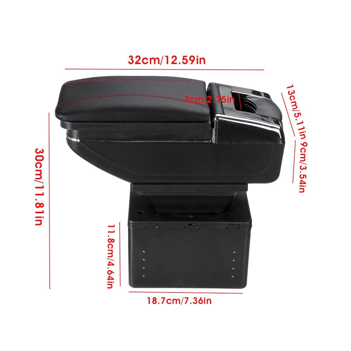 Universal Car Armrest Box Center Console Storage Box Rotatable Arm Rest PU Leather for Honda/VW/Toyota/Mazda