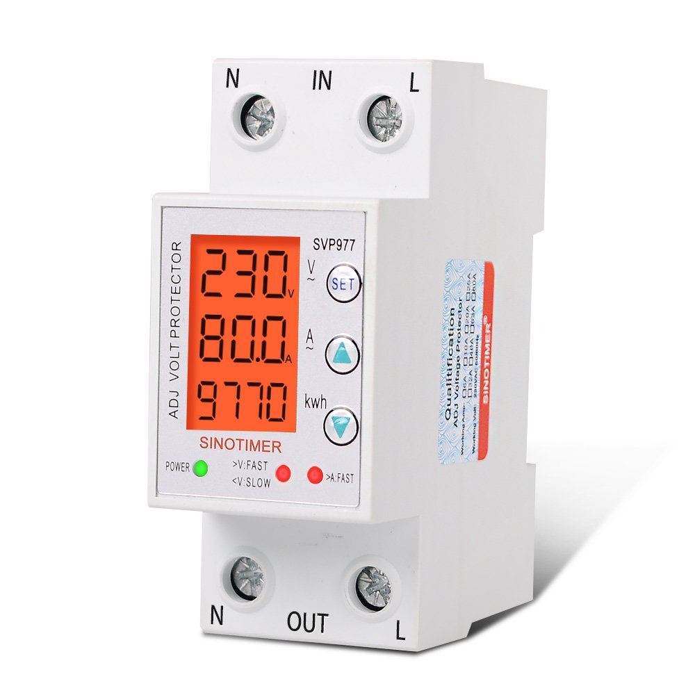 Heavy Load 80A 230V HD LCD Display Adjustable Voltage Current Protector Auto Reconnect Voltage Protection Relay With Wattmeter