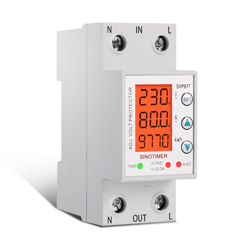 Heavy Load 80A 230V HD LCD Display Adjustable Voltage Current Protector Auto Reconnect Voltage Protection Relay With Wattmeter