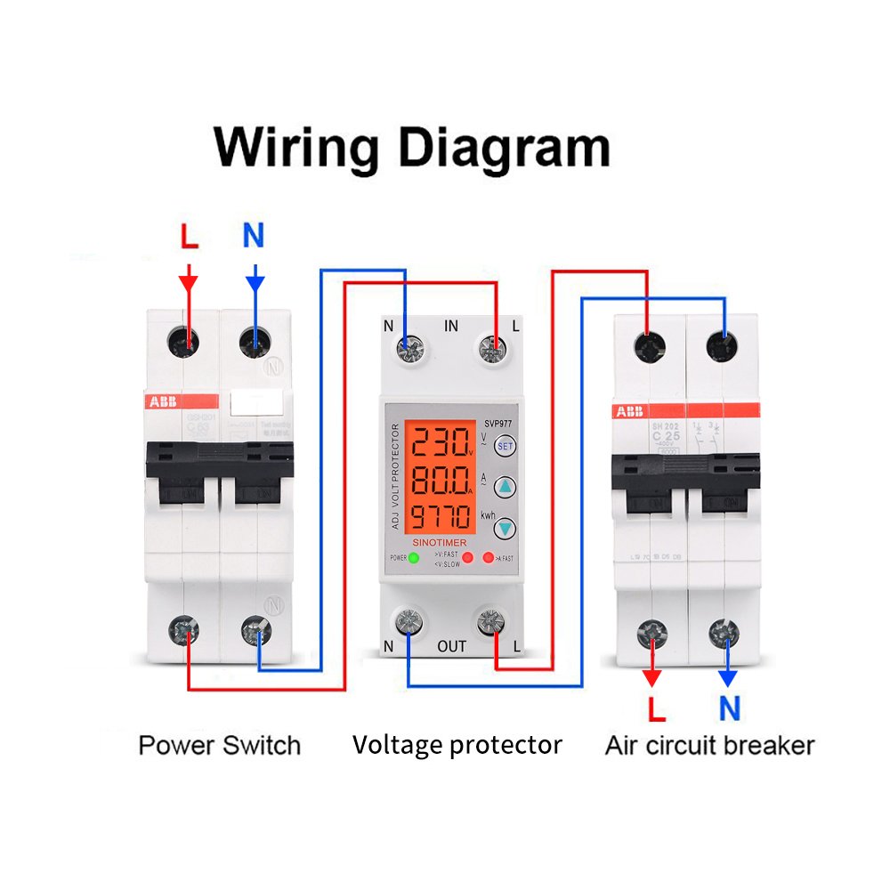 Heavy Load 80A 230V HD LCD Display Adjustable Voltage Current Protector Auto Reconnect Voltage Protection Relay With Wattmeter