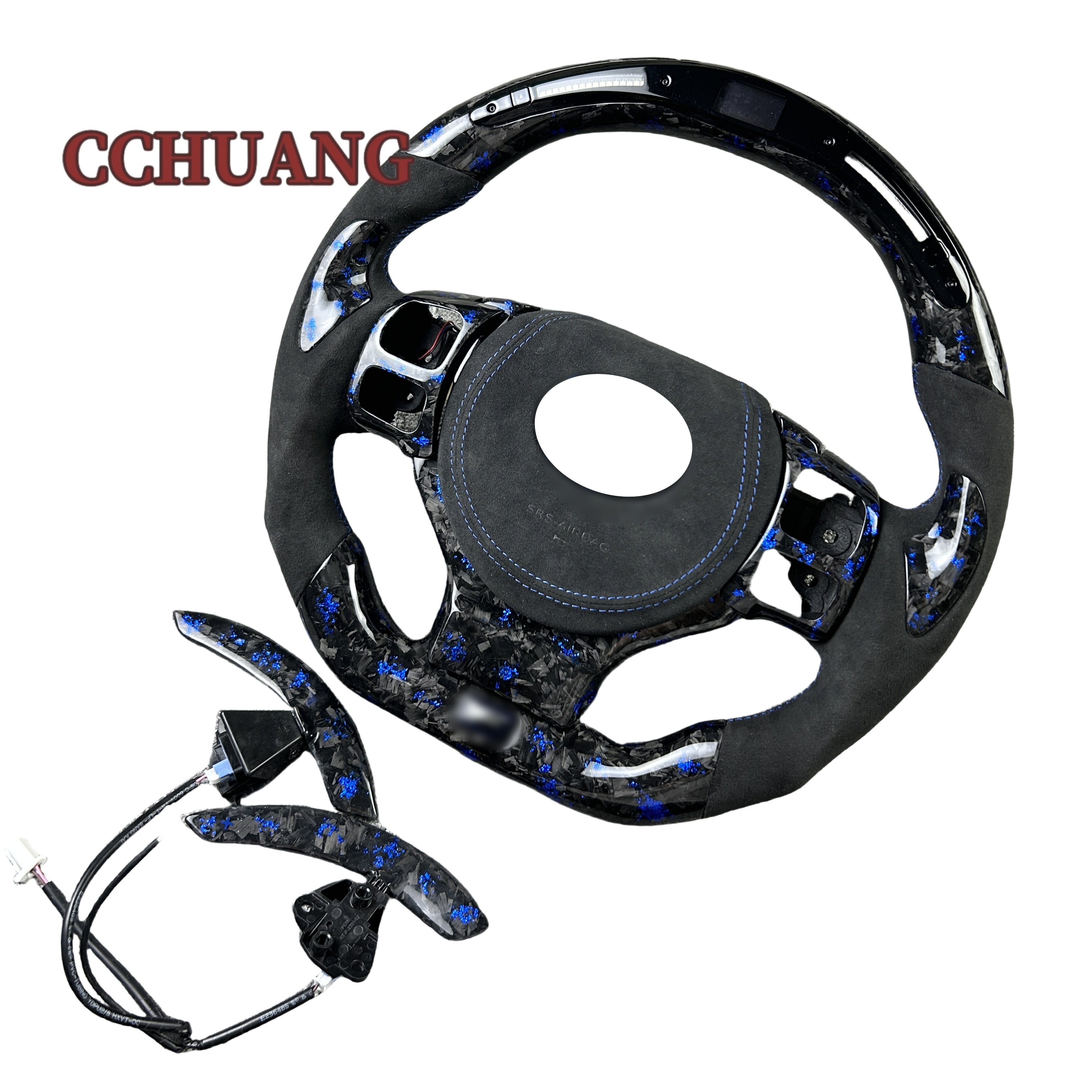 Custom LED display forged carbon fiber heated steering wheel for Lexus ES300 IS250 IS350 Alcantara car interior