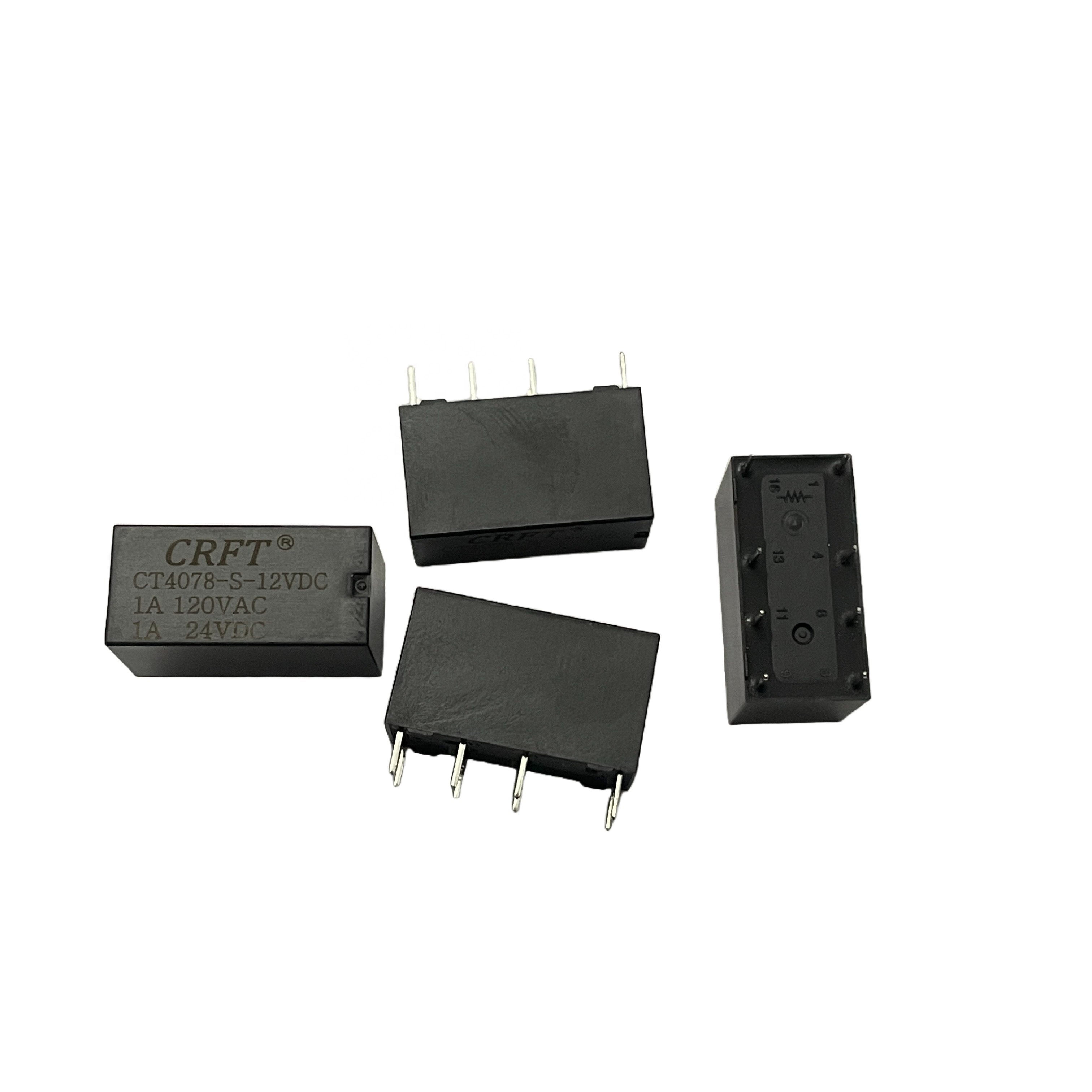 CT4078 small signal relay DPDT 8pin 1A/120VAC 2 Form C configurayions electromagnetic sealed power relay
