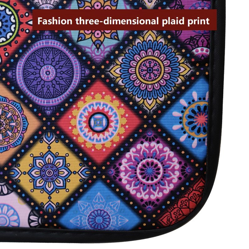 Car Armrest Cover Mat Universal Leather Ethnic Style Print Waterproof Non-slip Storage Box Pad Auto Styling Interior Accessories