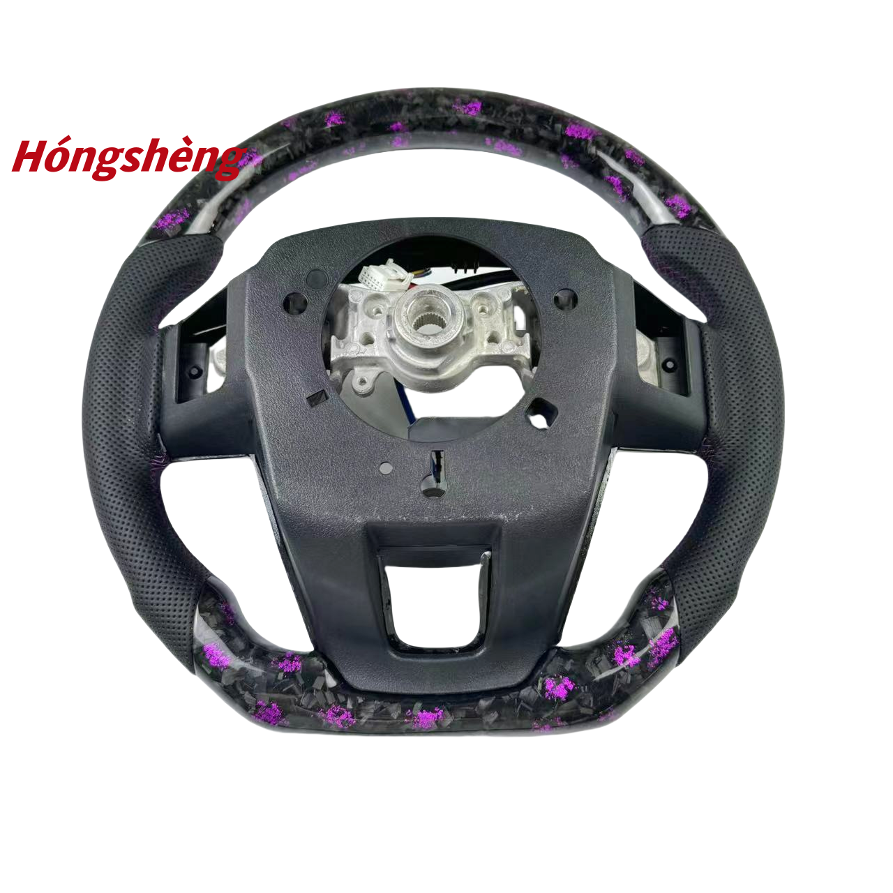 Custom forged purple carbon fiber steering wheel black perforated leather Toyota HiLux 2017 Land Cruiser Prado steering wheel