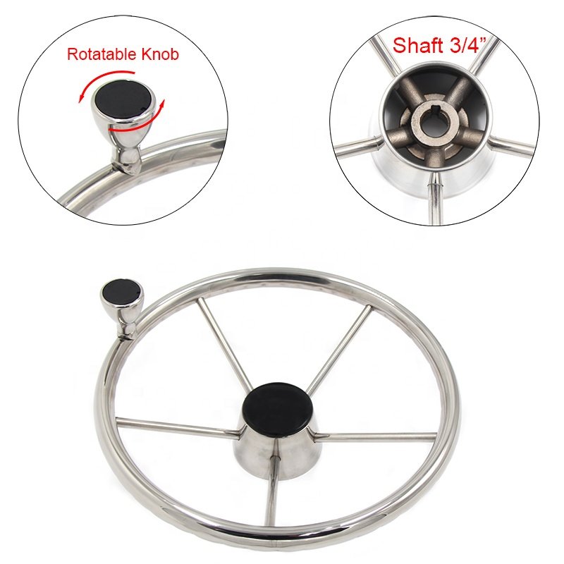 13.5-Inch Marine Steering Wheel Stainless Steel Steering Wheel 13.5-Inch Steering Wheel With Handles
