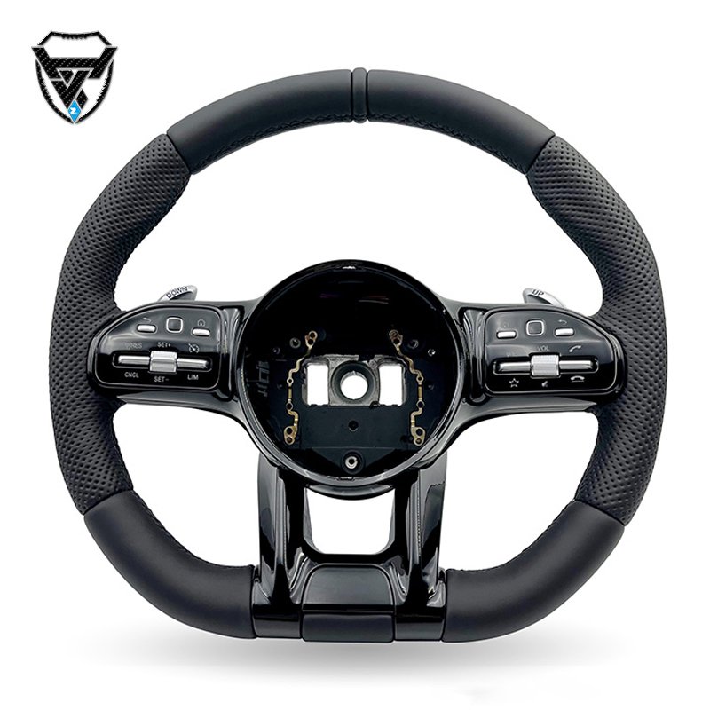 Customized leather black label handle with full hole modification steering wheel for Mercedes Benz GLC E S CLS AMG ZC-809-P2-GW