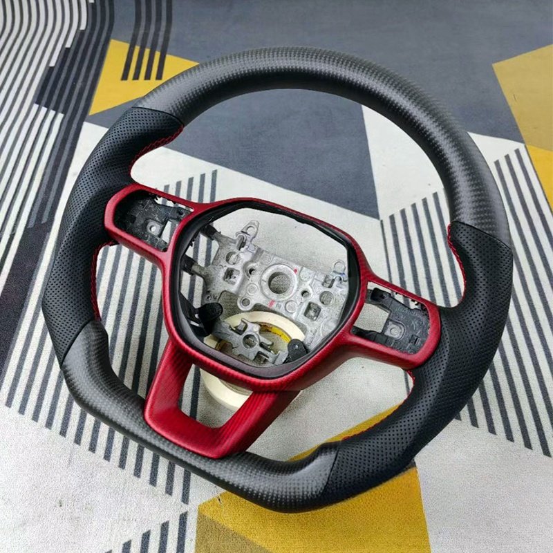 For Honda 11th Civic CRV Shadow Carbon Fiber Steering Wheel Perforated Leather Car Accessories Carbon Fiber Steering Wheels
