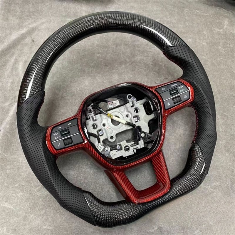 For Honda 11th Civic CRV Shadow Carbon Fiber Steering Wheel Perforated Leather Car Accessories Carbon Fiber Steering Wheels