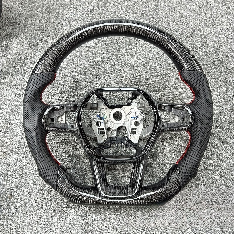 For Honda 11th Civic CRV Shadow Carbon Fiber Steering Wheel Perforated Leather Car Accessories Carbon Fiber Steering Wheels