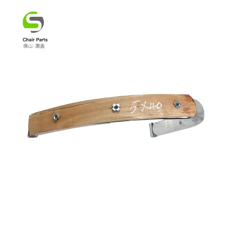 Office Chair Luxury Armrest Parts Curved Stainless Steel Armrest With Wooden Pad