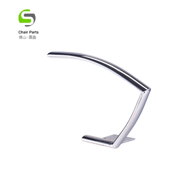 Office Chair Luxury Armrest Parts Curved Stainless Steel Armrest With Wooden Pad