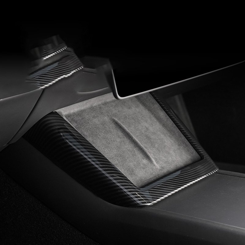 for Tesla Model 3 2024 Interior Center Console Armrest Box Front Cover Trim Carbon Fiber Accessories