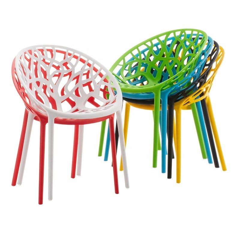 Stacking Plastic Chair With Coral Shape Polypropylene Seat for Living Room Garden Patios