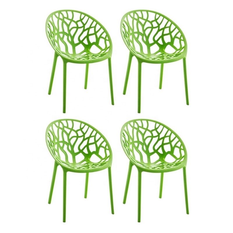 Stacking Plastic Chair With Coral Shape Polypropylene Seat for Living Room Garden Patios