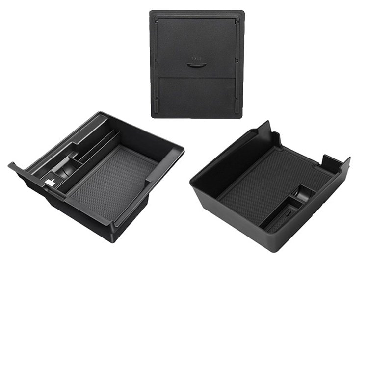 Center Console Organizer Tray 3PCS Flocked Center Console Organizer Armrest Hidden Cubby Drawer Storage Box ABS for Tesla