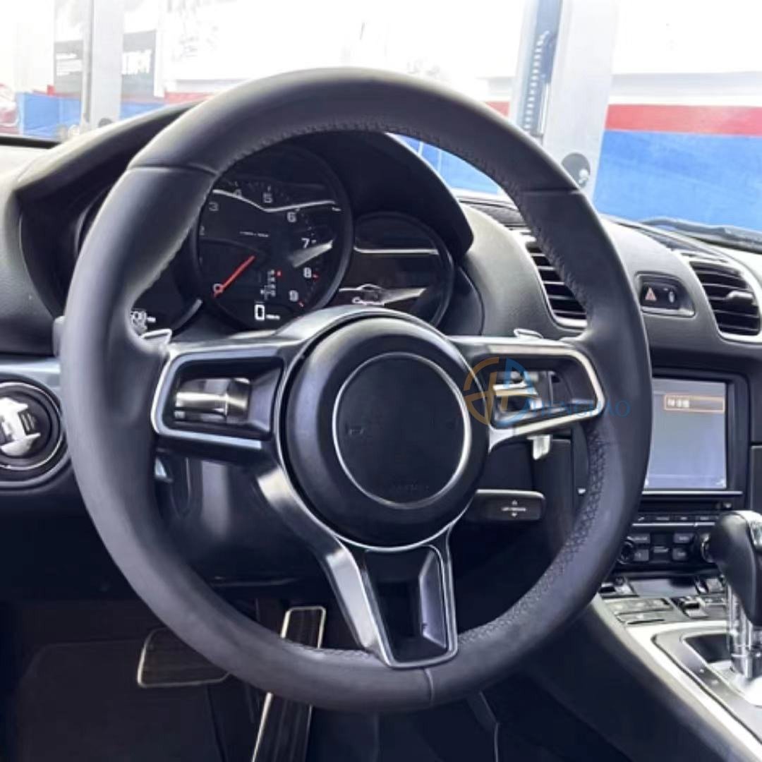 Customized Car Leather Steering Wheel Fit For Porsche Cayenne Cayman 718 991 911 Panamera Macan Upgraded New Style Wheel