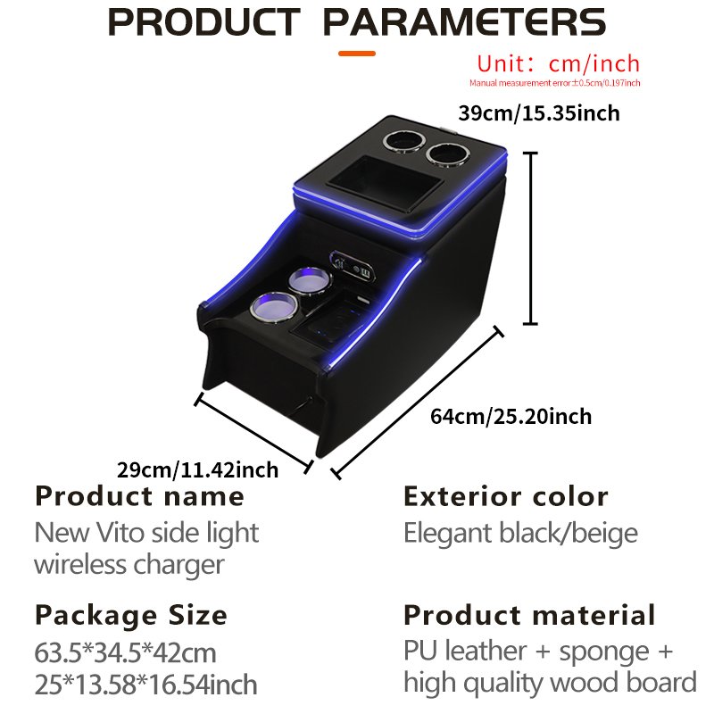 Spot Goods Mercedes-Benz Vito Car Armrest Box Viano Leather Central Storage Box Vito119 V116 V250 V Class Armrest Box