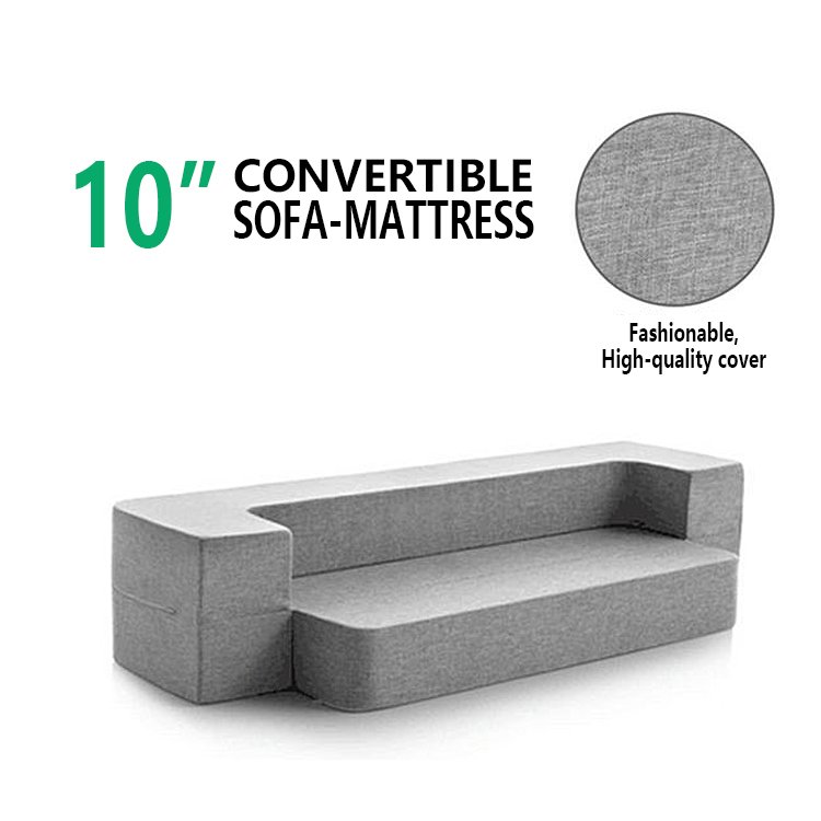 Multifunction Sleeper Folding Sofa Bed 2 Seats Sofa and Reversible Chaise With Armrest Couch Sofa Bed Japanese Style Futon