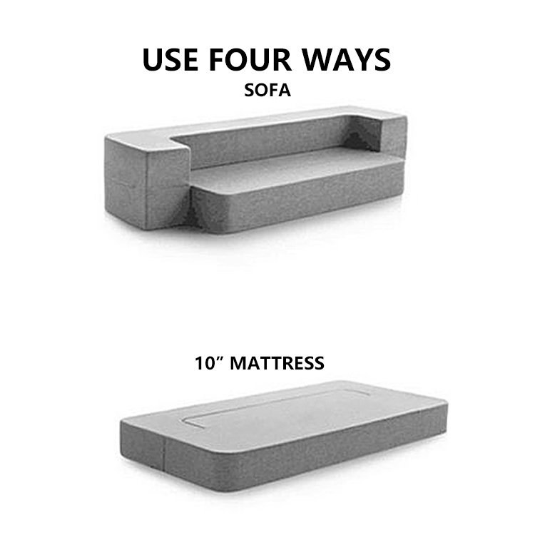 Multifunction Sleeper Folding Sofa Bed 2 Seats Sofa and Reversible Chaise With Armrest Couch Sofa Bed Japanese Style Futon
