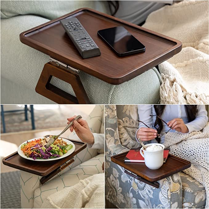 2022 Addreen Hot Sale Top -ranking Bamboo Armrest Protector Sofa Arm Tray Table Arm Rest