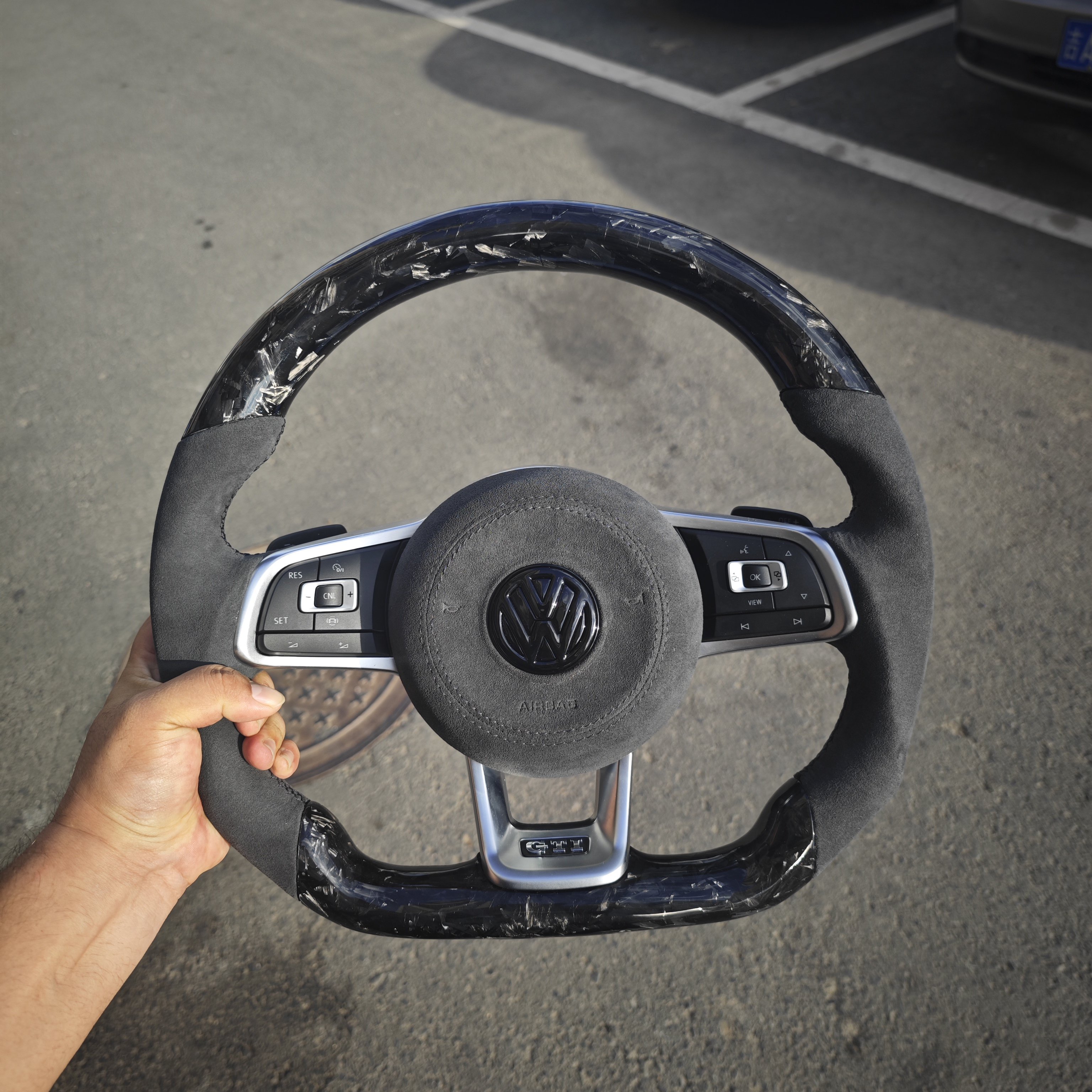 Custom leather modified steering wheel for Volkswagen ZC-DZ-2