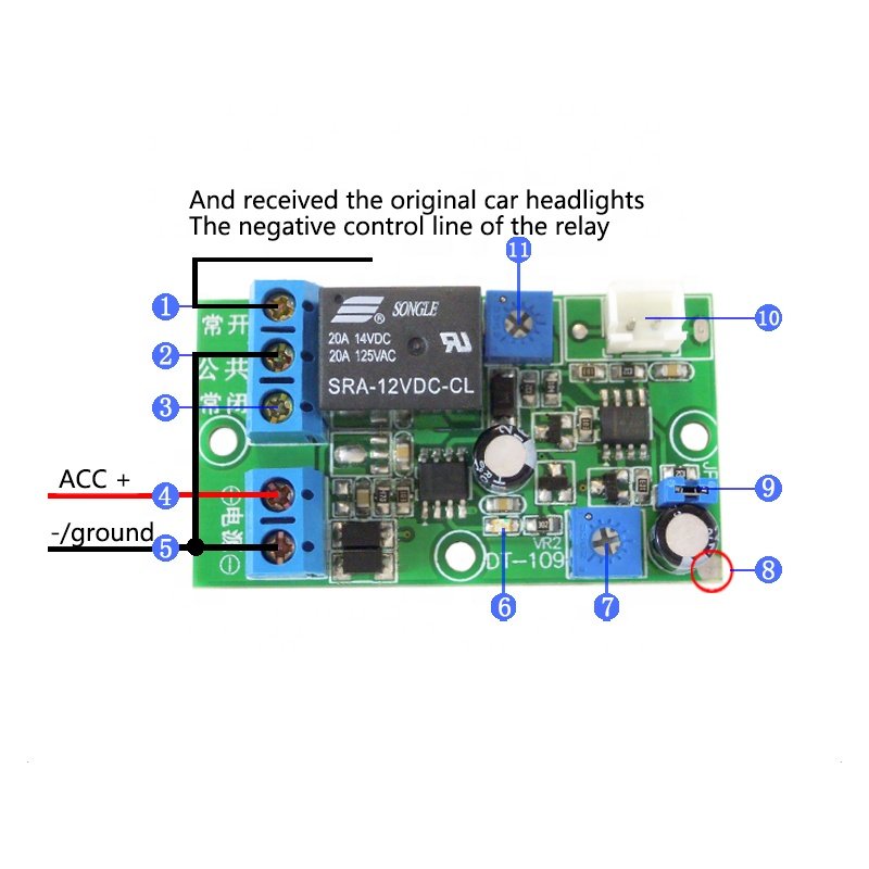 Taidacent DC12V Automatic Headlight Sensor Light Sensing Control Delay Start Auto Headlight Module Automotive Relay Switch