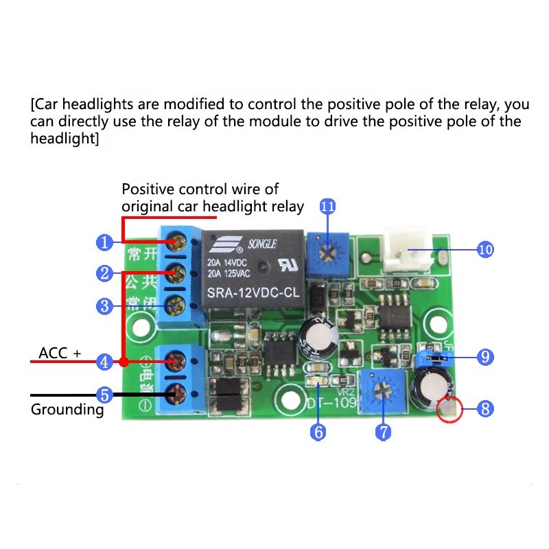 Taidacent DC12V Automatic Headlight Sensor Light Sensing Control Delay Start Auto Headlight Module Automotive Relay Switch