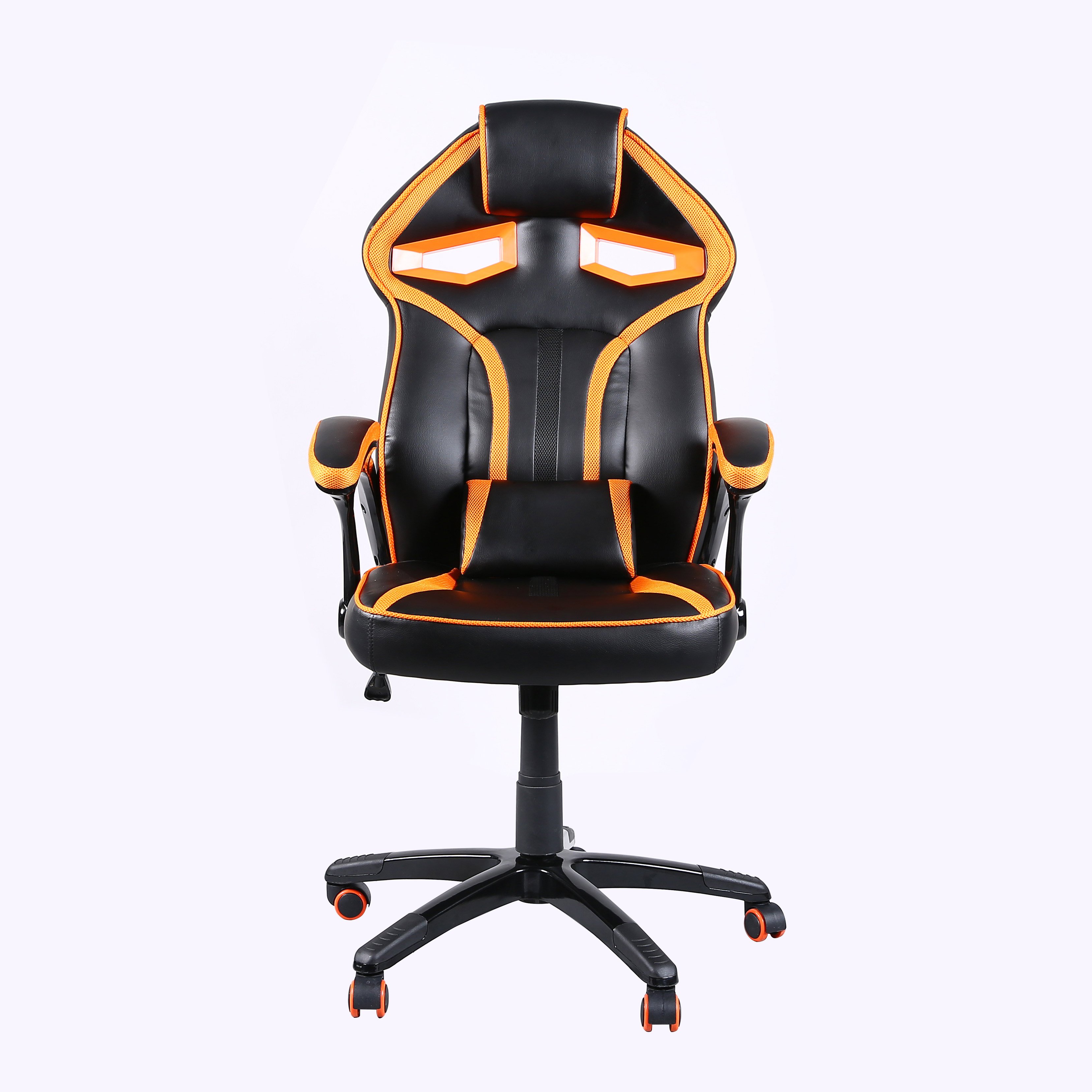 Ergonomic Computer Chair With Lumbar Support Racing Orange Leather Comfort PC Gaming Chair