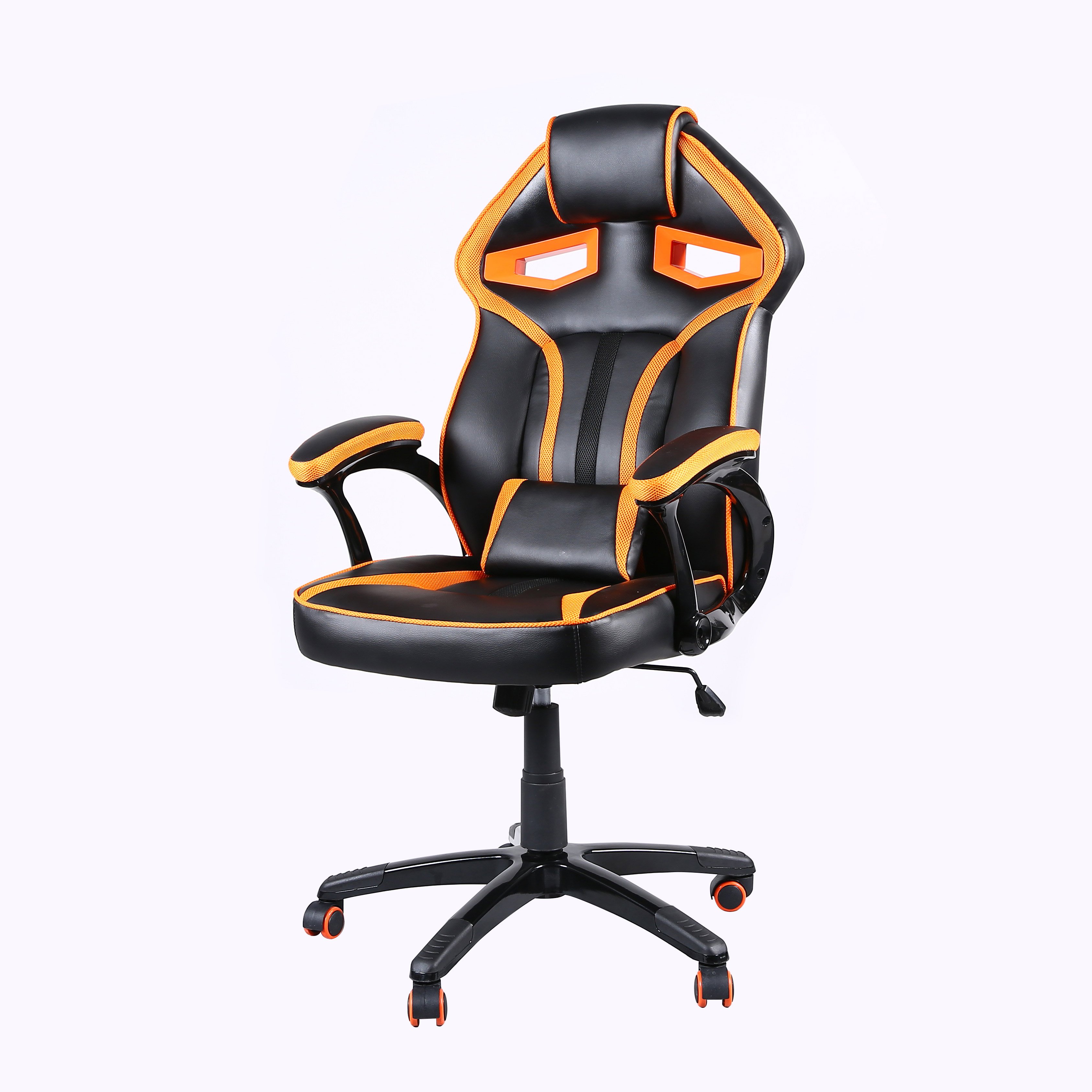 Ergonomic Computer Chair With Lumbar Support Racing Orange Leather Comfort PC Gaming Chair