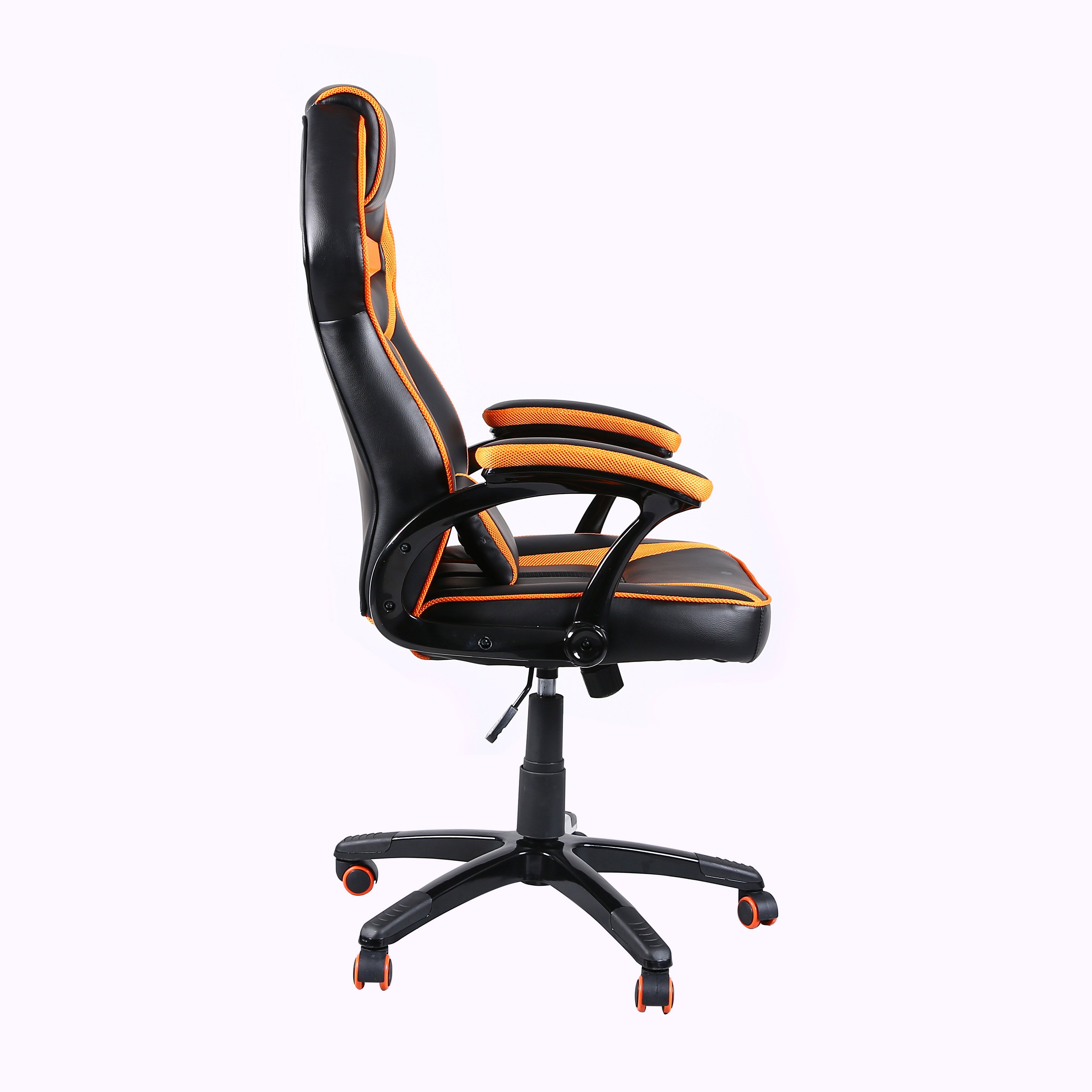 Ergonomic Computer Chair With Lumbar Support Racing Orange Leather Comfort PC Gaming Chair