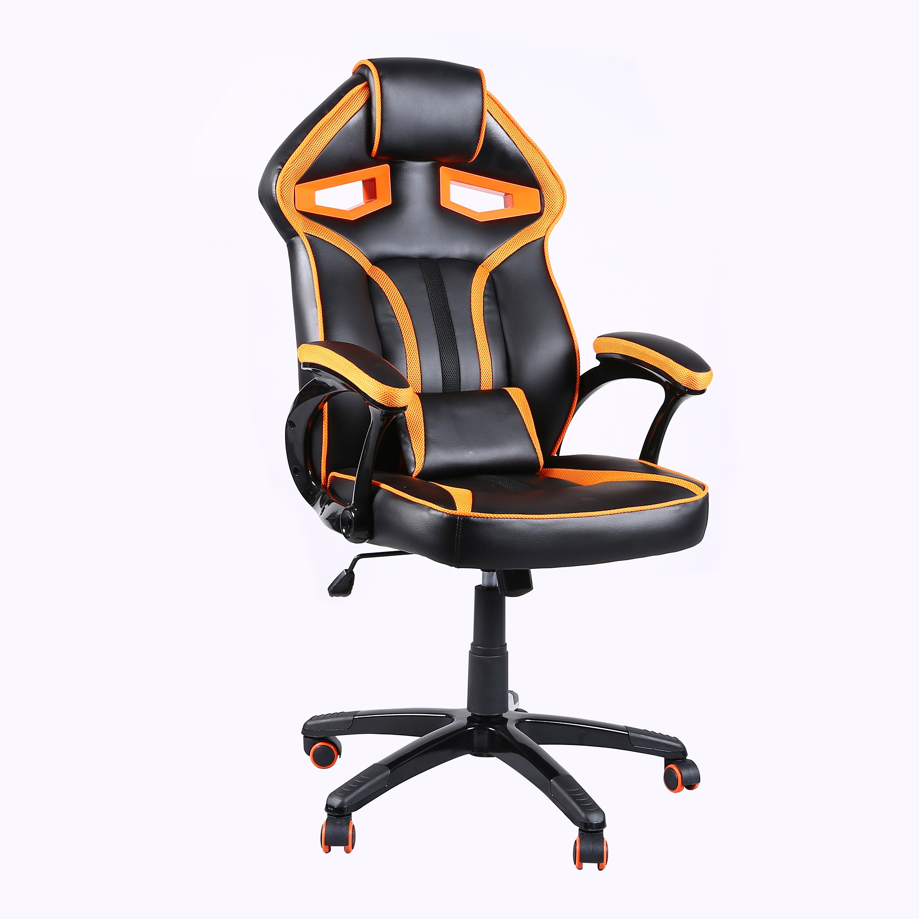 Ergonomic Computer Chair With Lumbar Support Racing Orange Leather Comfort PC Gaming Chair