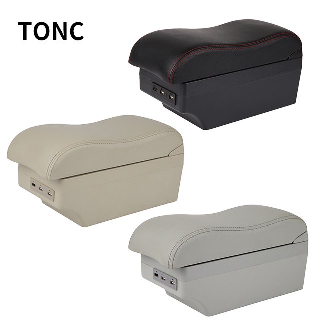 TONC for Ford Figo Car Center Seat Armrest 6USB Hidden Cup Holder Black Console Storage Box