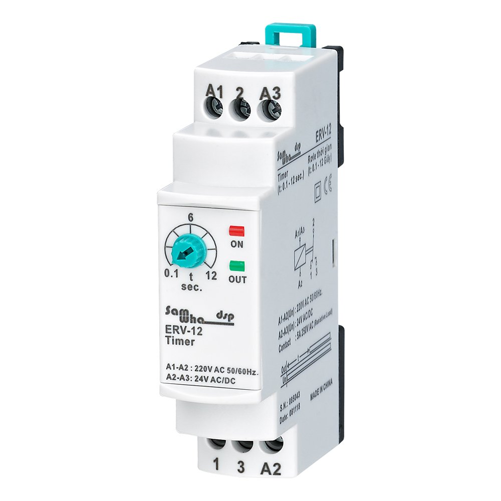 Samwha-dsp ERV-12 150-260VAC/110VAC/24VDC Single Function on Delay Time Relay 220V Time Delay Relay