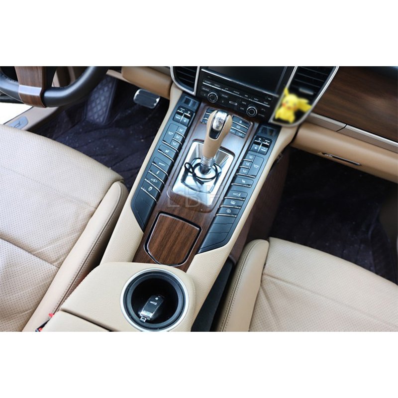 For 2010-2016 Porsche Panamera Wood Grain Style Car Interior Sticker Dashboard Console Gear Box Door Trim Panel Protective Film