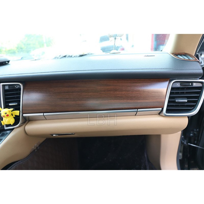 For 2010-2016 Porsche Panamera Wood Grain Style Car Interior Sticker Dashboard Console Gear Box Door Trim Panel Protective Film