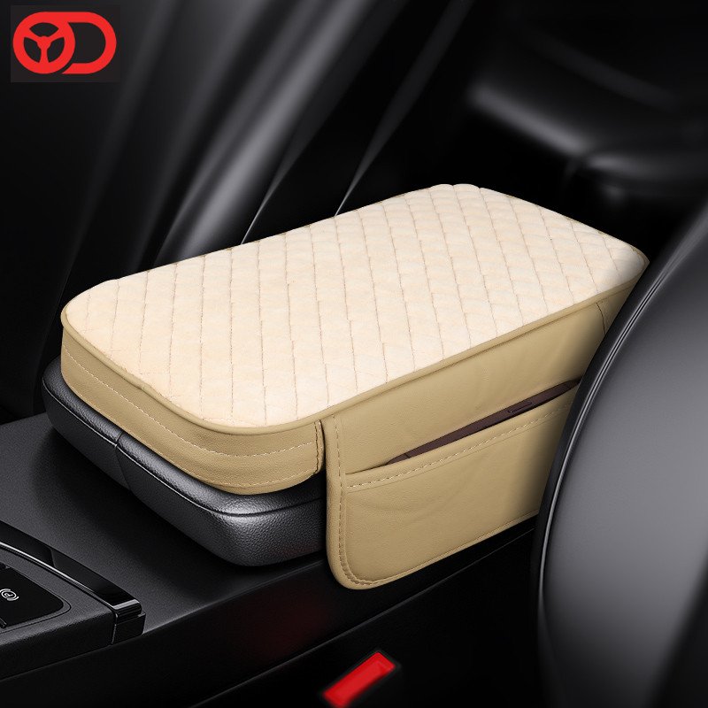 2024 Comfortable Plush Car Center Console Armrest Cushion Soft Armrest Pillow with Two Storage Bag for Car Accessories