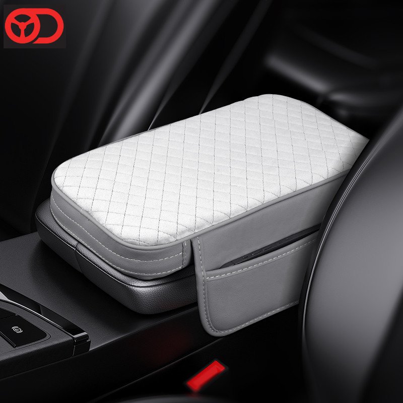 2024 Comfortable Plush Car Center Console Armrest Cushion Soft Armrest Pillow with Two Storage Bag for Car Accessories